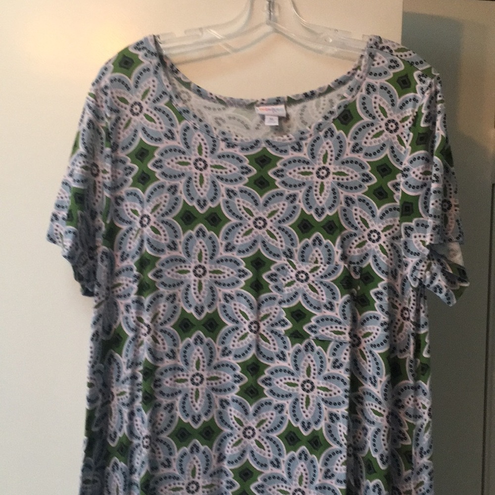 LuLaRoe Carly dress navy and olive print  XL